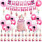 Birthday Decorations for Girls, Pink Cake Toppers Party Decor Birthday Latex Balloons Cake Decoration Happy Birthday Banner Party Supplies Cupcake Toppers Hanging Spiral for Kids Teenager