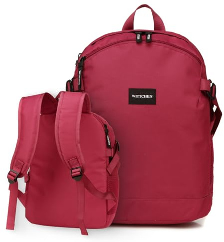 WITTCHEN City | kompakter flugzeug Rucksack | wasserdicht | Handgepäck | Stadtrucksack | Arbeitsrucksack | verstellbare Schultergurte | Polyester | 37 × 28 × 12 cm | Farbe: Rubinrot