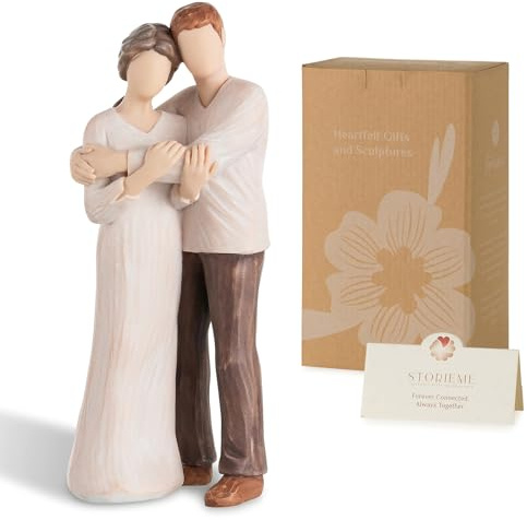 Storieme Mom Birthday Gifts from Son: Mother and Adult Son Embracing Resin Figurines Statues - Sentimental Mother of the Groom Keepsake Present for Mothers Day