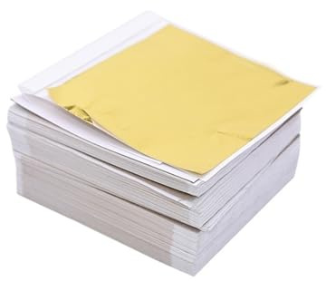 GXMDSGZ 100Pcs Imitation Gold Splitter Kupfer Folie Papiere Blatt Flake Vergoldung Blätter for Nagel Hochzeit Party Wohnkultur Für Goldfolie,Leaf Anlegemilch Blattmetall(Color 1)