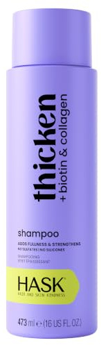 HASK Thicken Biotin Boost Shampoo, for Fine, Flat Hair, 473ml | Biotin shampoo, for fine, flat hair, adds fullness and volume, with collagen, colour-safe, sulphate-free