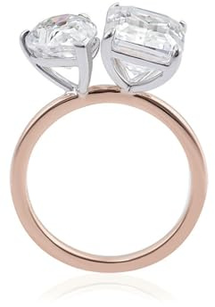 Gualiy 18K Moissanite Engagement Ring, Rose Gold with Rectangle and Pear Moissanite Womens Wedding Rings Size I 1/2