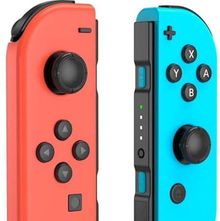 Mhwlhbx L/R Switch Joycons Controller Sostituzi per Switch/Lite/OLED Console, Doppia vibrazione, Giroscopico a 6 assi, Sveglia, Controlli del movimento-Red＆Blue