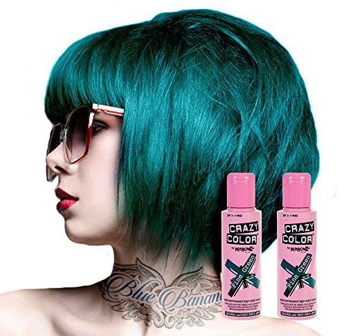 2x Crazy Color Semi-Permanente Haarfarbe 100ml (Pine Green - Grün)