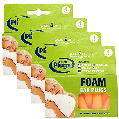 Hush Plugz Orange Foam Earplugs (4 Packs (16 Pairs))