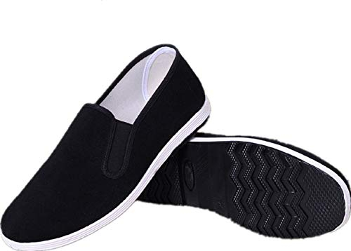 AioTio Chinesische traditionelle Peking-Stil Schuhe Kung Fu Tai Chi Schuhe Gummisohle Unisex Schwarz (235mm 37EU)
