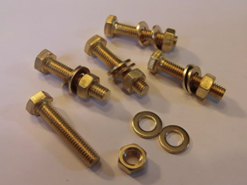 M5X25 BRASS HEX HEAD BOLTS NUTS & WASHERS (PACK 0F 5) BRASS SET SCREWS X5