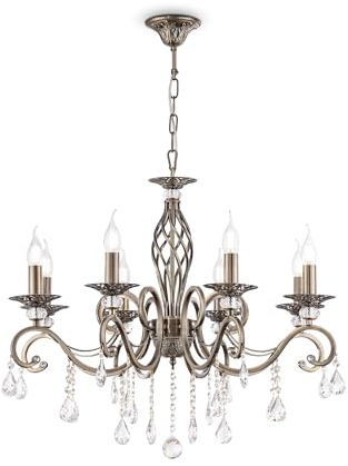 MAYTONI DECORATIVE LIGHTING Französischer Kronleuchter Grace Kerzen, Klassischer Stil, Bronze, zahlreiche echte Kristalle 8xE14 60W exkl. für Wohnzimmer, Esszimmer und Schlafzimmer