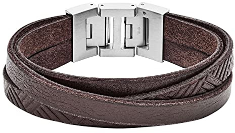 Fossil Armband Für Männer Leder, Innenlänge 175mm X 190mm Silber Edelstahlarmband, JF02999040