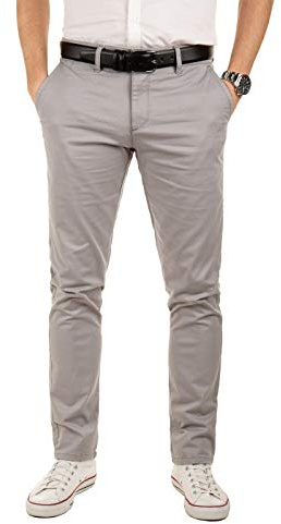Yazubi Herren Chino Hose Dustin - Chinohose mit Gürtel, Grau (Gull 4R173802), W38/L38
