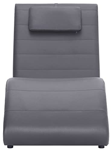 vidaXL Chaiselongue mit Kissen Relaxliege Liegesessel Lounge Sessel Liegestuhl Relaxsessel Loungesessel Sesselliege Komfortliege Grau Kunstleder