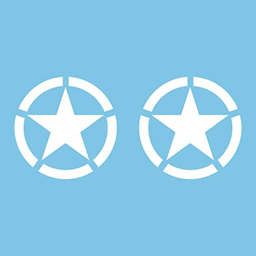 Autodomy Pack mit 2 Sticker Sterne | Militär Aufkleber Beständig gegen Regen und Sonne | Aufkleber für Auto 4x4 Offroad Geländewagen | Us Army Sticker | Militär Autoaufkleber (Weiß, 25 cm)