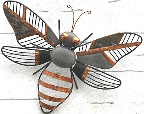 Animal Crackers 31cm Grey/Copper metal HONEY BEE wall art garden ornament sculpture decoration
