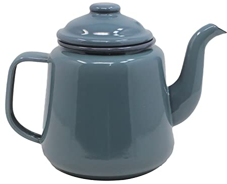 Enamel Teapot with Handle & Lid 14cm, 1.5L Traditional Serving Teapot Coffee Pot Jug Camping, Green (Green)