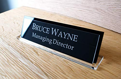 Contemporary Custom Engraved Acrylic Desk Nameplate Freestanding