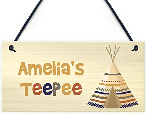 RED OCEAN PERSONALISED Teepee Playhouse Den Home Decor Sign Gift For Daughter Son
