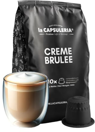 CREME BRULEE (80 Capsules) compatible avec Nespresso, Lot de 8 x 10 Capsules (80 portions tot) - la Capsuleria