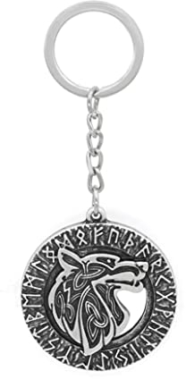 Wolfsbanner Wolfskopf Wikinger Vikings Schlüsselanhänger Metall Odin | Valknut | Geschenk | Männer | Herren | Jungen |Thor | Mjölnir | Runen | Wolf