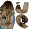 YoungSee Extensions Echthaar Bondings Balayage Bonding Extensions Echthaar 50 cm Keratin Bonding Haarverlangerung Echt Haar Braun mit Blond U Tip Haarextension K Tip Haare 50g/50s #4/6/22