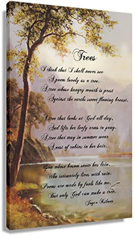Trees By Joyce Kilmer Kunstposter, Bürodekoration, Gedicht auf Leinwand, inspirierende Wandkunst, Zitate, Bilder, Dekorationen, Vintage, moderne Drucke, Poesie, gerahmt, Gemälde (30.5x45.7 cm)
