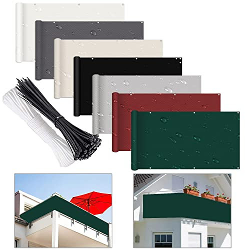 ELINHGO Bache Brise Vue 60x1500cm, Brise Vue Balcon Tissu, imperméable à l'eau, Protection Contre Le Vent et Le Soleil, pour Balcon/Patio/Jardin/terrasse/Grillage - Vert
