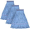 Matthew Lot de 3 têtes de balai à franges robustes de rechange pour nettoyage général et sols, en coton industriel mouillé bleu