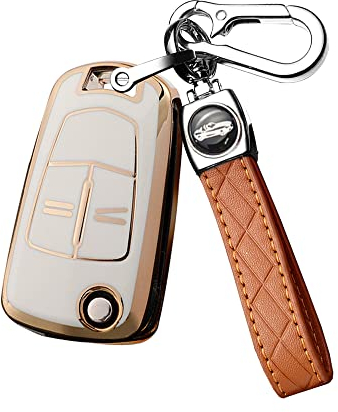 ontto Klappschlüssel Autoschlüssel Hülle Passt für Opel Corsa Astra Vectra Zafira Antara Tigra Silikon Schutzhülle für Schlüsselschutz Schlüsseletui Schlüssel Cover Schlüsselanhänger 2 Tasten-Beige