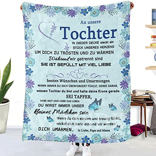 WJMSDK Personalisierte Decke Geschenk für Tochter von Eltern, Mutter Tochter Geschenk, Kuscheldecke An unsere Tochter von Mama und Papa, Geburtstag Weihnachten (Eltern zur Tochter4, 150 * 220cm)
