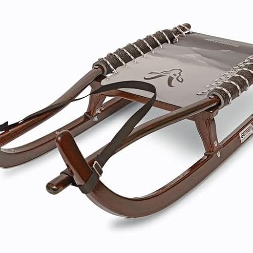 German Luge GL Rodel 105 cm Farbe braun Gurtband,Laufschiene Edelstahl, Sitz grau