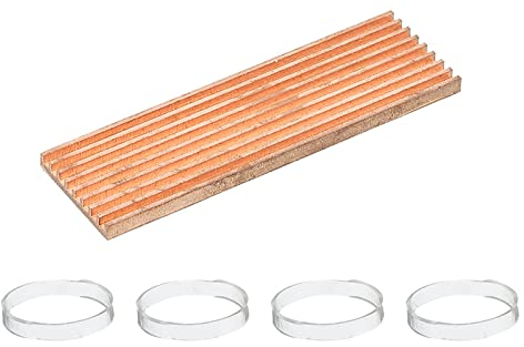 sourcing map M.2 Kühlkörper-Kit reines Kupfer 70 x 21 x 3mm für M.2 2280 SSD Laptop mit selbstklebendem Klebeband und 4 Stück Gummiringen