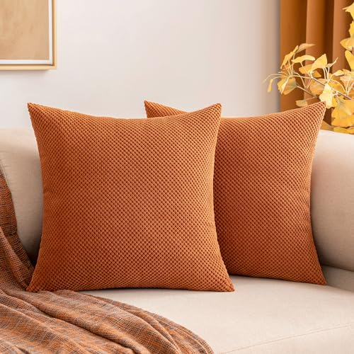 MIULEE 2er Set Kissenbezüge Dekokissen Körnig Dekorativ Kissenbezug Kissenhülle Sofakissen Deko Bezug Weich Zierkissen Kissen für Wohnzimmer Schlafzimmer 45x45cm Karamell