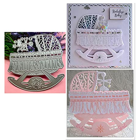 Qoiseys Babywiege Metall Stanzschablone Die Stanzen Basteln Prägeschablone, Stanzungen für DIY Scrapbooking Fotoalbum Dekoratives Papier Basteln Prägeschablone