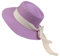 NiceYnn Women Wide Brim Sun Protection Beach Hat White Ribbon Bowknot Straw Cap Casual Ladies Flat Top Hat Boater Church Outdoor Cap E White Bow & Purple