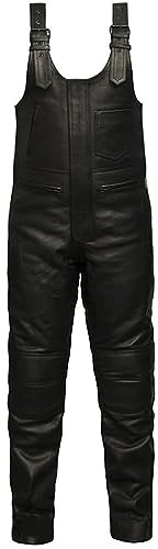 Skintan Salopette da motociclista in pelle rinforzata, CE, Nero , 34W / 33L