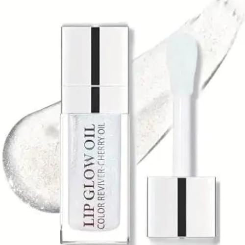 Hydrating Lip Glow Oil Hydrating & Long Lasting Plumping Lip Gloss Non-StickyTinted Lip Balm Lip Care Transparent Toot Lip Oil Prevents Lip Lines and Dry Cracked Lips (Transparent)