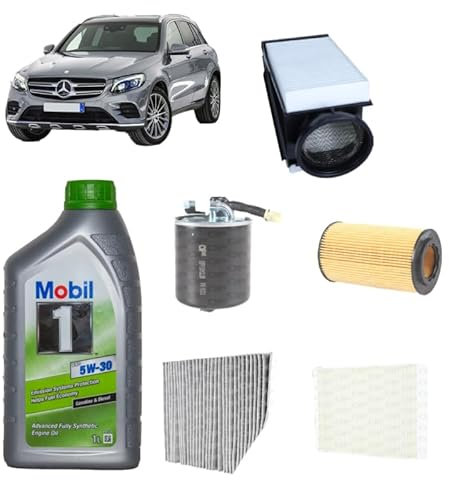 Kit tagliando 5 filtri + 6L olio 5W30 Mobil ESP per GLC X253 2143CC gasolio 220D 250D