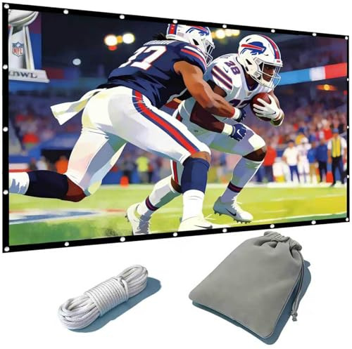 VERCORKIN Large Projector Screen 250 Inches, Outdoor/16:9/Thick Canvas Material/160° Viewing View/Foldable, Includes Mounting Cord and Storage Bag (250 Inch Double-Sided White)