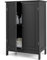 Multigot Bathroom Floor Cabinet, Wooden Freestanding Cupboard with 3-Position Adjustable Shelf and Double Door, Slim Storage Organizer Unit for Bathroom Living Room Hallway (60 x 35 x 87cm, Black)