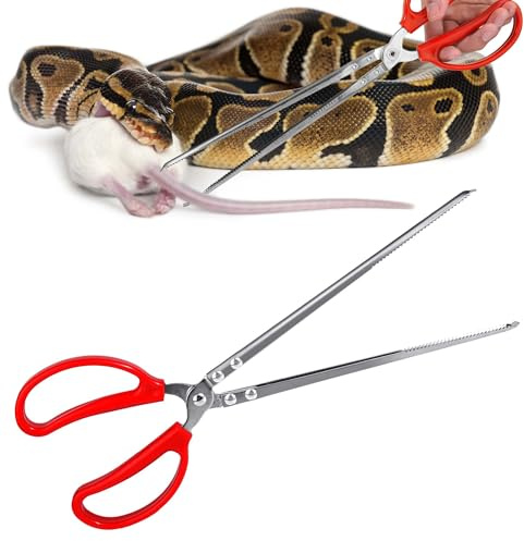 Vodolo Pinzas de alimentación de serpiente, pinzas de alimentación de reptiles de 15 pulgadas, pinzas extra largas grandes para accesorios de pitón de bola de maíz, accesorios de tanque de geco