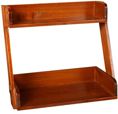 MAGICLULU Regal Aufbewahrungshalter Für Gewürze Aus Holz Post Briefablage Arbeitsplatte Halter Für Gewürzflaschen Gewürzständer Riser Anzeigen Hautpflege Holztisch Büro Sirupflasche Kosmetik