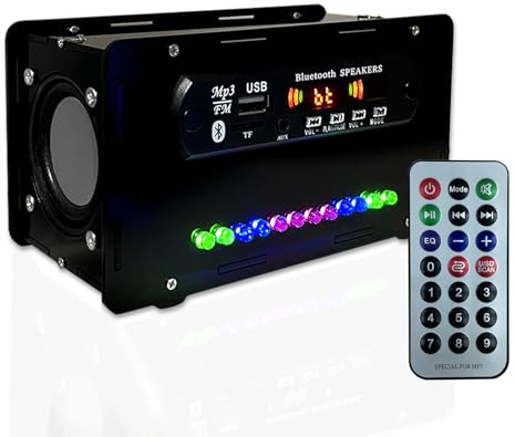EIELE Multi-Function bḷueṭooṭḥ Speaker rad lo AUX Playback TF Playback Voice-Activated Level Indicator Dual Channel Speaker Soldering Project kit Adult Cool Black case