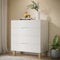 skølm Kommode Freyr, Schrank mit 4 Schubladen Schubladenschrank in weiß/Natur, Sideboard für Schlafzimmer, Wohnzimmer aus Birke und MDF