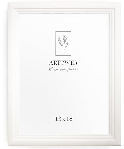 Artower® Bilderrahmen Vintage Weiß Holz Rahmen für 13 x 18 cm | Posterrahmen Groß Collage | Picture Frame Vintage White Wood 13x18 cm | Retro Schmal Bilderrahmen | Weiß Poster Rahmen