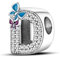 Symretie Damen 925 Sterling Silber Charm Anhänger Buchstaben D Beads Charms Kompatibel mit Europäischen Armbänder und Halskette