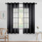 MIULEE Gardinen Kurz mit Ösen Transparente Optik Gardine Ösenvorhang Ösenschal Transparent Durchsichtig Vorhang Kurz für Schlafzimmer Wohnzimmer 140x122 cm (B x H) 2er Set Schwarz