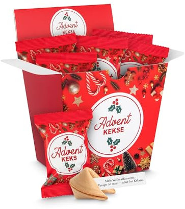 Glückskekse Weihnachten Adventskalender Füllung 9 Glücks Kekse Adventskalender zum Befüllen mit Lebkuchengeschmack Fortune Cookies im Display Nikolaus Geschenk Wichteln Geschenk Geschenkverpackung
