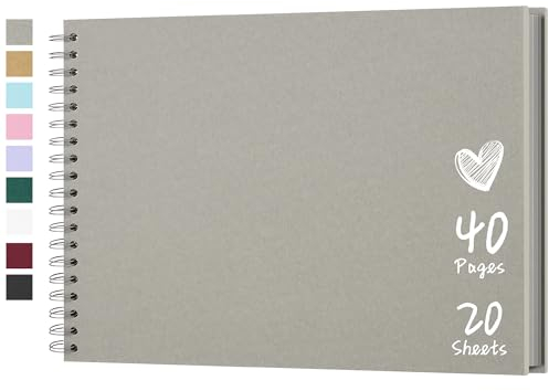 Hiwhy Fotoalbum Scrapbook 28x20,5 cm 20 Blätter DIY Scrapbook Hartes Kraftpapier Baby Erinnerungsbuch Familie Geburtstag Hochzeitstag Scrapbook, Grau
