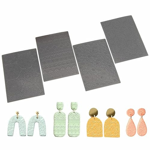 arriettycraft Polymer-Ton-Texturblätter im Boho-Stil für Ohrringe, Schmuckherstellung, Tonstrukturmatte für Polymer-Ton-Projekte, Polymer-Ton-Ohrringe, Werkzeuge