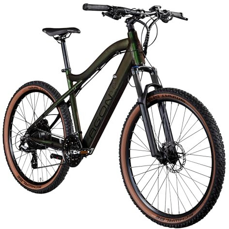 AGON Alpha E Bike Mountainbike Herren oder Damen 170-190 cm Pedelec 27,5 Zoll Hardtail MTB Trail mit Ananda Motor (Sunrise Black metallic, 48 cm)