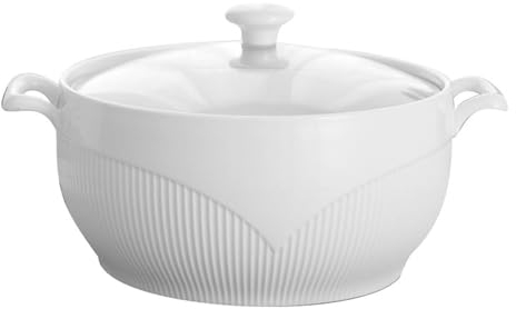 STJNFCY Sopera de Cerámica con Tapa de Cristal Sopera de Porcelana para Servir Sopa, Sopera de Porcelana Olla para Guisar Budín Tazón para Sopa de Fideos Tazón para Cereales Tazón para Postre,2.6L